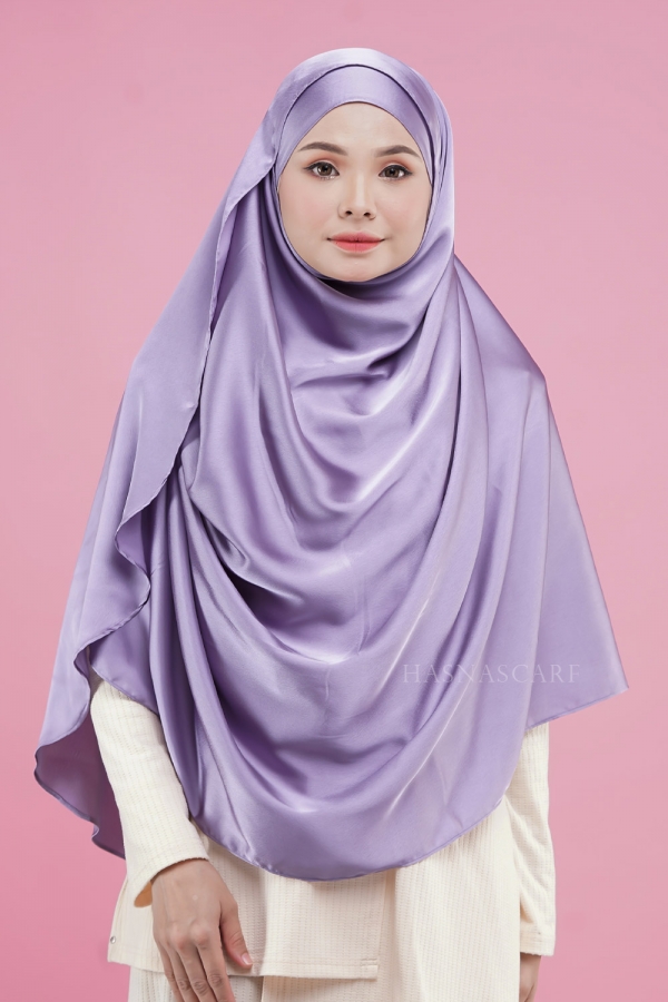 Hasna Shawl Satin Silk Plain - Orchid Hasna Shawl Satin Silk Plain - Orchid